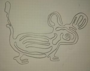 Una linea chiusa semplice che rappresenta un topo, disegnata da Yibo Wu.